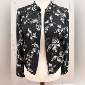 Premise Studio Black and White Floral Bomber Jacket
